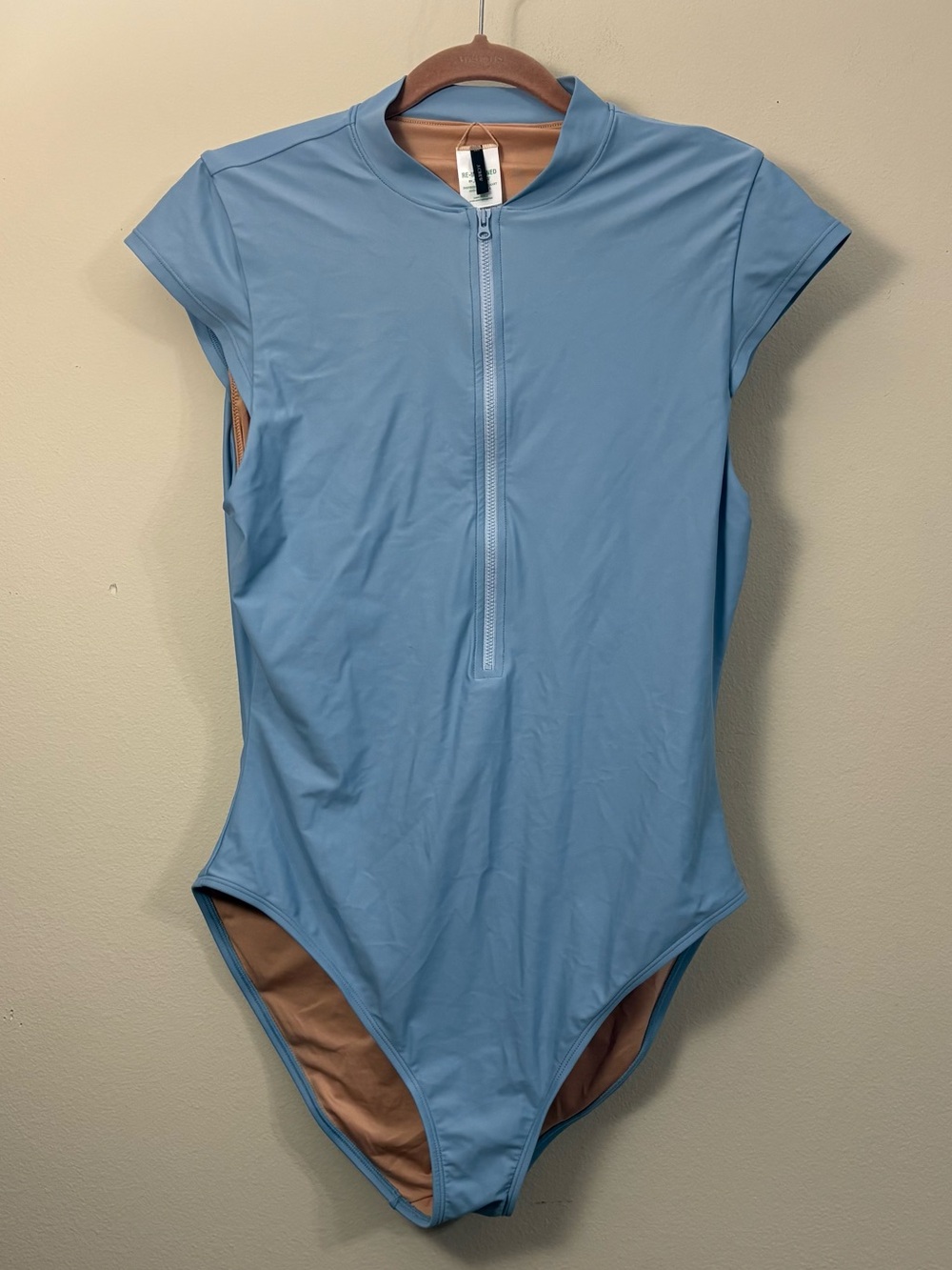 J. Crew Light Blue Zip-Front One-Piece Swimsuit Beach Vacay Pool Womens 16